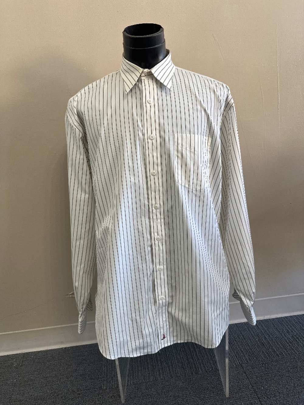 Vintage Nordstrom Men's Cotton Broadcloth Striped Point Collar Shirt Large